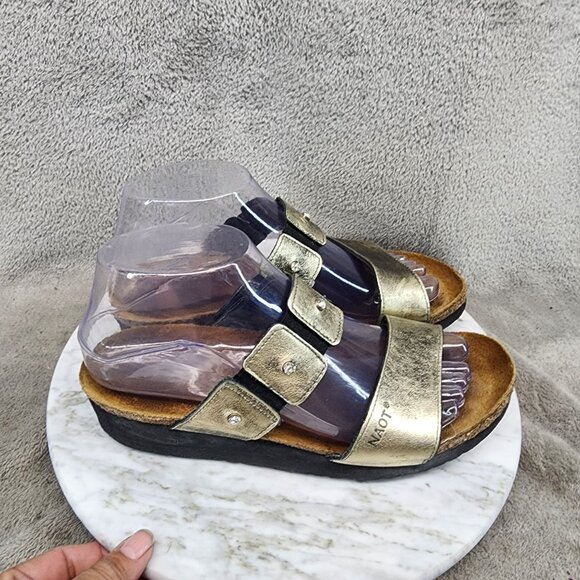 Naot Shoes Womens Size EU 38 US 7 Ashley Gold Metallic Leather Straps Sandals *G - Picture 6 of 14